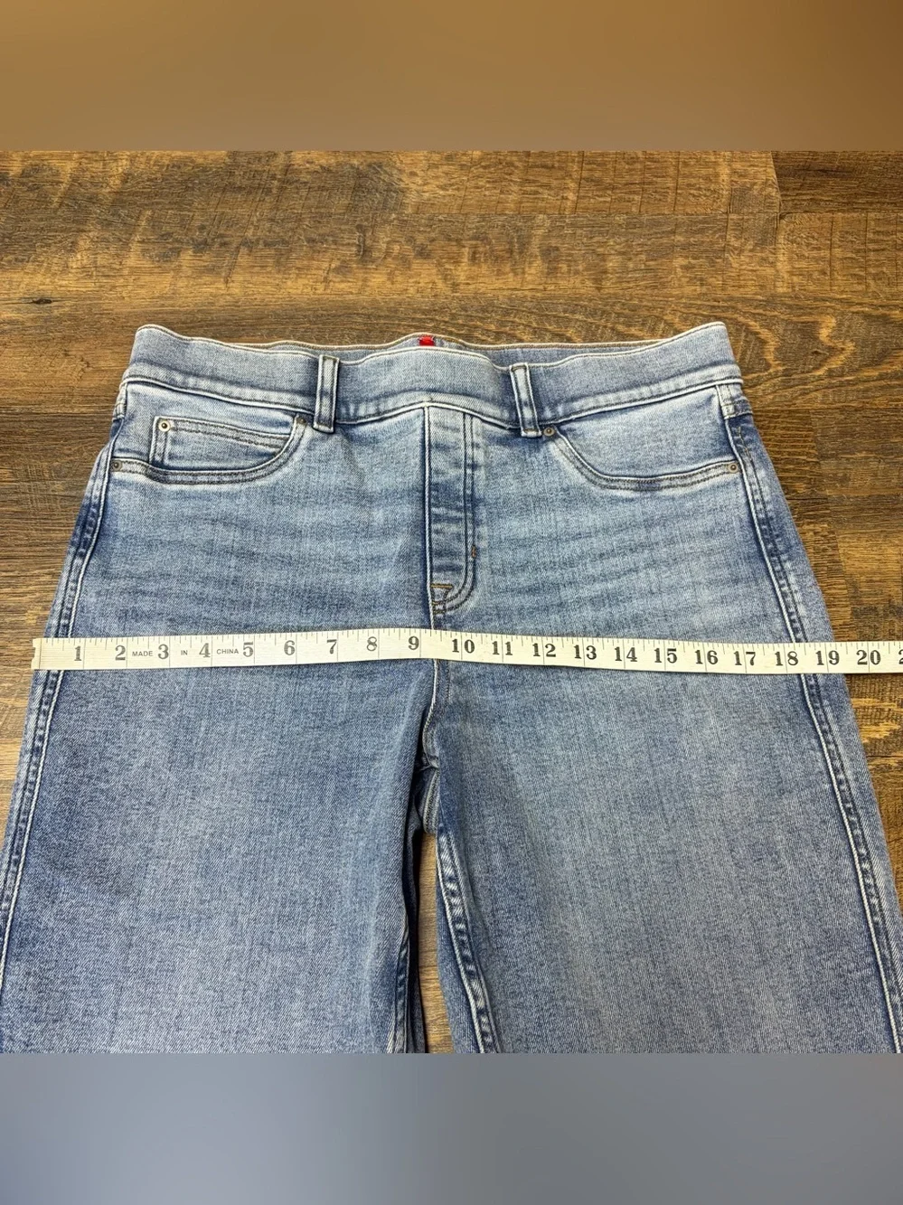 SPANX Cropped Kick Flare Jeans XL Petite Blue Pull On High Rise EveryWear